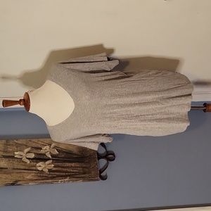 Gray Cabi Knit Top Tee Large Vneck Short Sleeve